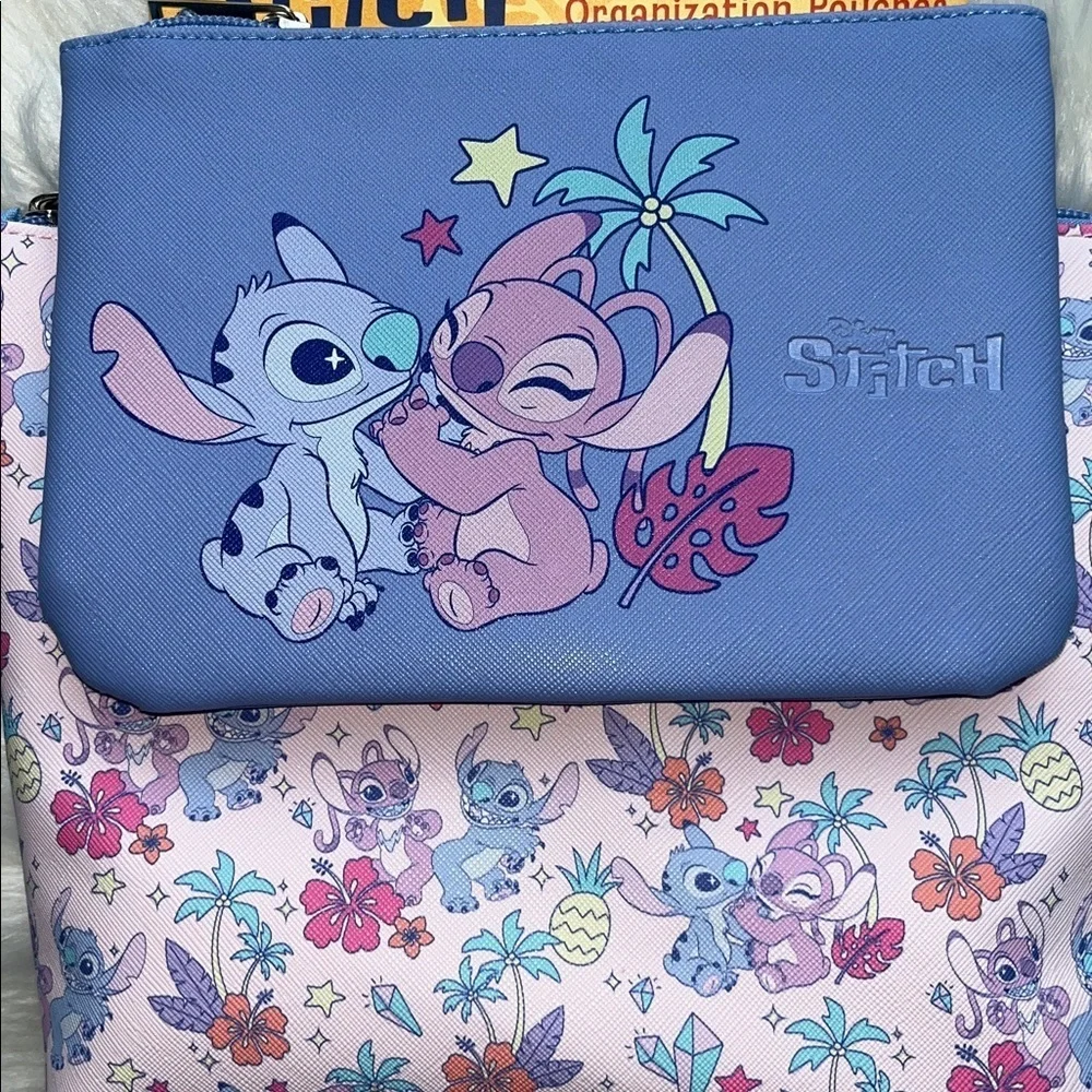 🆕Disney Lilo and Stitch 2 Piece Travel Organization Pouches and 3 Travel Bottles